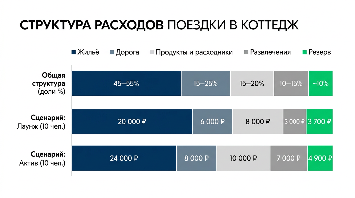 Структура расходов поездки в коттедж